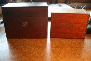 Two Vintage Globe Wernicke Wood File Card Boxes 84 - C & 83 - C
