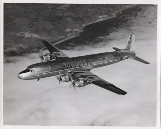 Large Vintage Photo - American Airlines Dc - 7c N303aa In - Flight