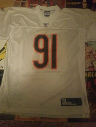 Chicago Bears Tommie Harris 91 Dt Large Jersey Sewn On Reebok Nfl White Euc