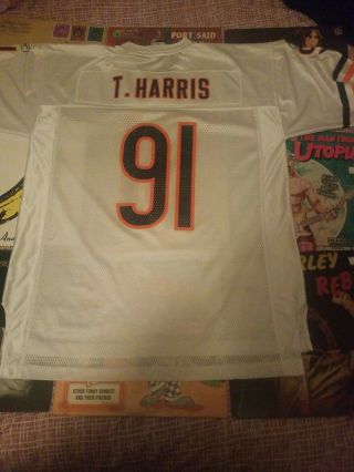 Chicago Bears Tommie Harris 91 dt Large Jersey Sewn On Reebok NFL White EUC 2