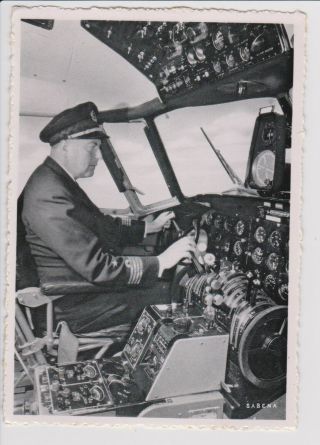 Vintage Rppc Sabena Belgian World Airlines Douglas Dc - 6 Captain In Commands