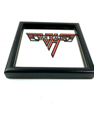 Vintage Van Halen Logo Carnival Mirror / Glass Wall Hanging Framed Rare 6 3/4”