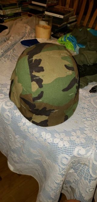 Vintage Military Pasgt Helmet Dla 100 - 87 - C - 4120 With Cover Camo Size Large