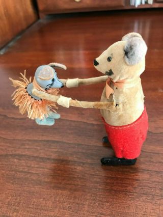 Vintage German Schuco Dancing Mouse And Baby Wind Up Toy