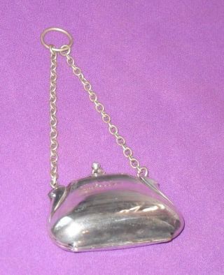 Art Deco 1918 Boots Pure Drug Co Solid Sterling Silver Coin Purse Chain Antique