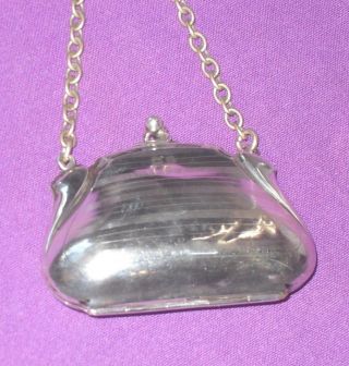ART DECO 1918 BOOTS PURE DRUG Co SOLID STERLING SILVER COIN PURSE CHAIN ANTIQUE 2