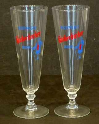 2 Vintage Ruppert Knickerbocker Beer Souvenir Pilsner Brewery Bar Glass Stein