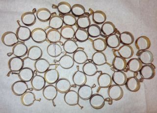 50 Old Vintage Metal Drapery Curtain Rod Round Clip Pinch Rings 1 " Gold Tone
