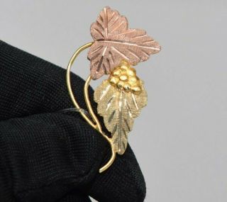 Vintage Black Hills Gold Stylized Tri Color Rose Gold Brooch Pin