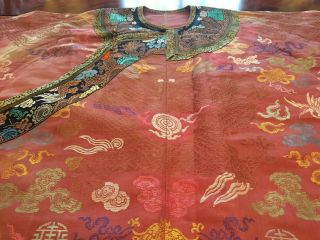 An Chinese Qing Dynasty Woven Silk Dragon Robe 2. 3