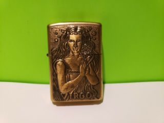 Zippo Lighter Brass Virgo Horoscope Sign Zodiac