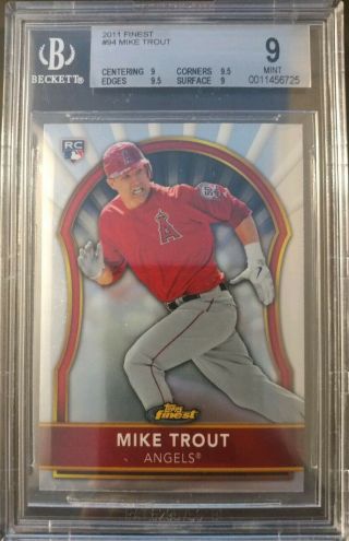 Bgs 9 Mike Trout 2011 Topps Finest Rookie Rc 94 Angels.  5 Away From 9.  5
