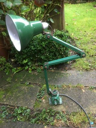 Vintage Industrial 3 Arm Green Enamel Machinist Bench Lamp,  Work Lamp,  Task Lamp.