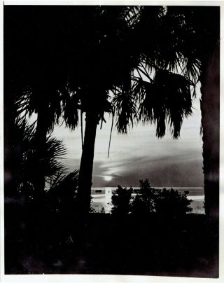1940 Vintage Photo View Of The Moon Over The Beaches Of Honeymoon Island Florida