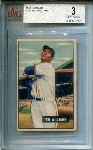 Ted Williams 1951 Bowman Bvg 3 165 Very Rare Early Year Red Sox Card Hof Psa