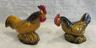 Roselane Usa Vintage Hand Painted Ceramic Chicken Hen Rooster Figurine S/h