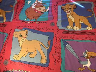 Vintage 1995 Disney Lion King Multi - Color Twin Flat Character Bed Sheet
