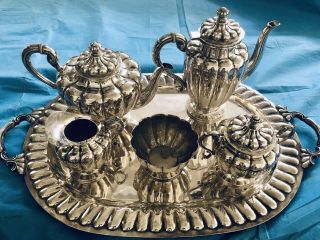 Impressive 6 Pc Sterling Silver Tea/coffee Set With Matching Tray By Sanborns.