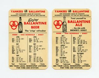 1958 York Yankees / Ballantine Ale Pocket Schedule