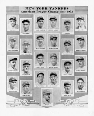1932 York Yankees Team Photo Babe Ruth Lou Gehrig And More 8x10
