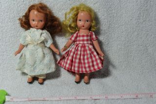 2 Vintage Nancy Ann Storybook Dolls Bisque 5 1/2 " (arms Move Legs Straight)