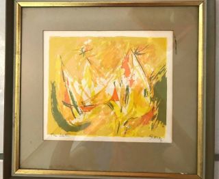 " The Jester " 1958 Mid - Century Modern Signed & Framed Serigraph By Seong Moy