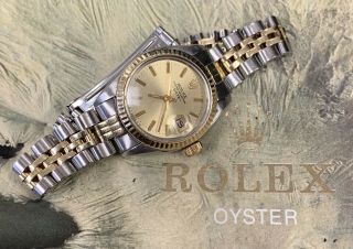1974 Rolex Oyster Perpetual Date - Two Toned Gold Ladies - Model 6917 Band 6252d14