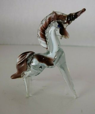 Glass Unicorn Vintage Mcm Mid Century Modern Retro Figurine