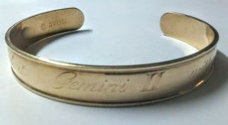 Vintage Designer Signed Avon 1979 Star Signs Gemini Ii Goldtone Cuff Bracelet