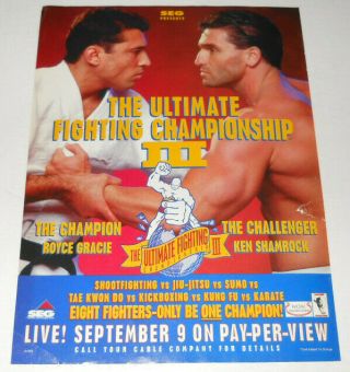 Vintage 1994 Ufc 3 Poster Print Ad Ultimate Fighting Royce Gracie Ken Shamrock