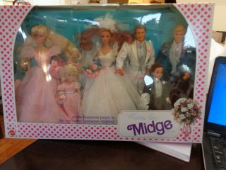 Barbie Midge & Friends Wedding Party Set Of 6 Dolls Ken Alan Barbie