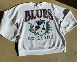 Vintage 90’s St Louis Blues Hockey Nhl Sweatshirt Christmas Pullover Size L Stl