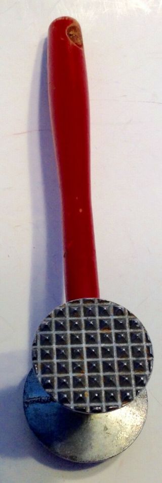 Modern Industries Meat Tenderizer Mallet Vintage Made In Usa Red Wood Handle