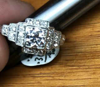 Vintage,  Art Deco Platinum Antique Engagement Ring.  94 Carat Total Weight