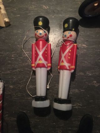 Pair Vintage Empire Toy Soldier Nutcracker Christmas Blow Mold Yard Light 31 "
