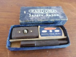 Found Vintage Boxed Complete Wardonia No 4 Brown Bakelite Safety Razor