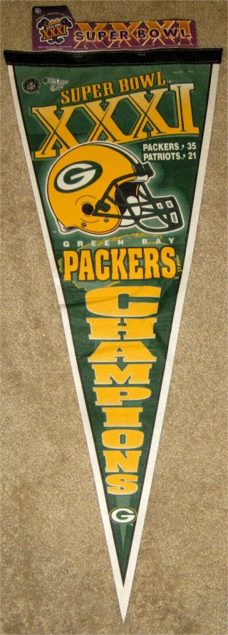 Green Bay Packers 1997 Bowl 31 Champions (v) Full Size Football Pennant