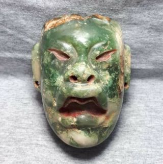 Pre - Columbian Olmec Jade Mask From Mexico.
