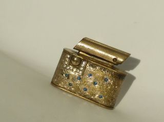 Vintage Art Deco Regeliter Bejeweled Automatic Push Button Brass Pocket Lighter 2