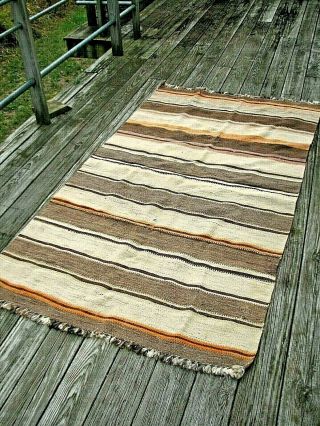 84 " X " 45 " Hand Woven Wool Nomad Tribal Flat Weave Rug