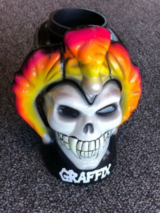 Vintage Graffix Water Bong Base,  evil jester,  clown,  smoking decor,  420,  ceramic 3