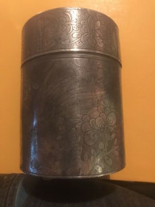 Signed Chinese Kut Hing Swatow Pewter Cylindrical Tea Caddy
