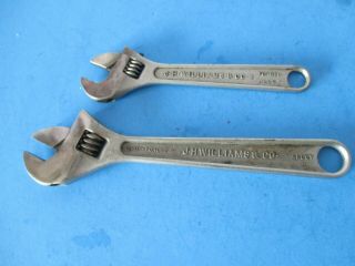 2 Vintage J.  H.  Williams Co.  8 " &6 " Superjustable Adjustable Wrenches