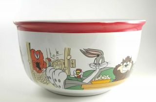 Vintage Looney Tunes Popcorn Bowl Warner Brothers Ceramic 1997 Collectible,  Rare
