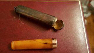 Rare Antique Hallmarked Silver & Gold Cigarete Or Cigar Holder