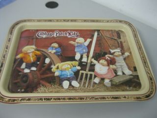 Vtg 84 Cabbage Patch Kids Dolls On The Farm Tv Metal Snack Dinner Tray Child 