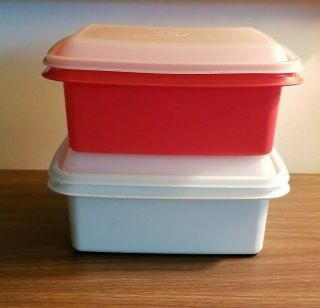 Two Vintage Tupperware Freeze N Save Ice Cream Keeper Storage Container 1254