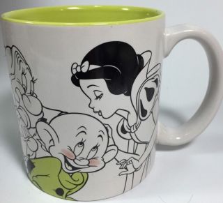 Vintage Walt Disney Dopey Mug Snow White & Seven Dwarfs B,  W Lime Xl Ceramic Gift