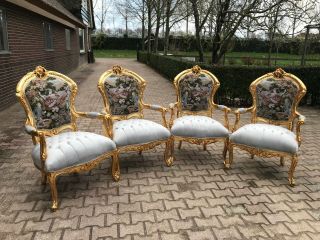 Unique Set Of 4 Chairs In Gobelin Louis Xvi Style