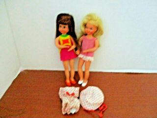 Vintage Mattel Chris & Tutti Dolls With Extra Clothes